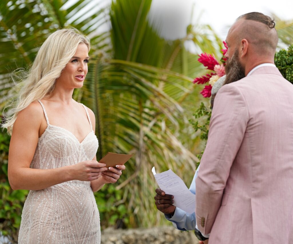 MAFS NZ star Kara reading her wedding vows